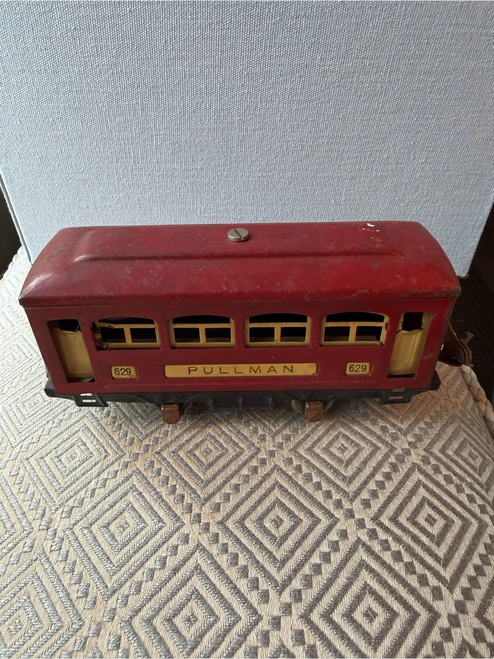 Vintage Train Car Pullman 629 Red / Yellow Doors- Windows